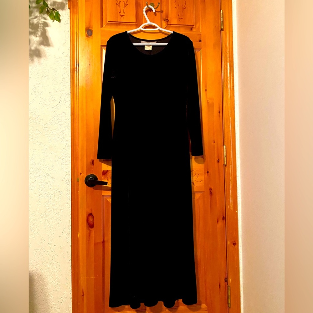 Vintage black velvet maxi dress